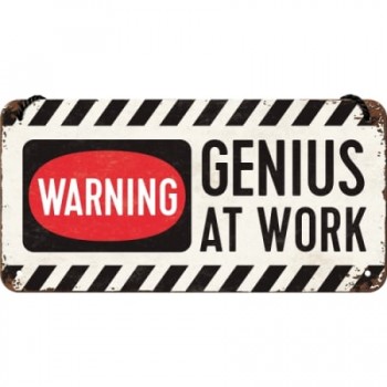 Placă metalică cu Șnur 10 x 20 - Genius At Work - Geniu la Munca
