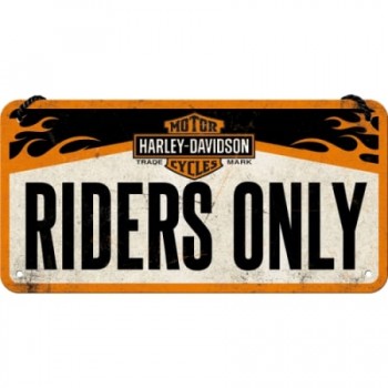 Placă metalică cu Șnur 10 x 20 - Harley-Davidson Riders Only - Doar pentru Soferi de Harley-Davidson
