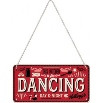 Placă metalică cu Șnur 10 x 20 - Kellogg'S - This Kitchen Is For Dancing