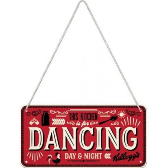 Placă metalică cu Șnur 10 x 20 - Kellogg'S - This Kitchen Is For Dancing