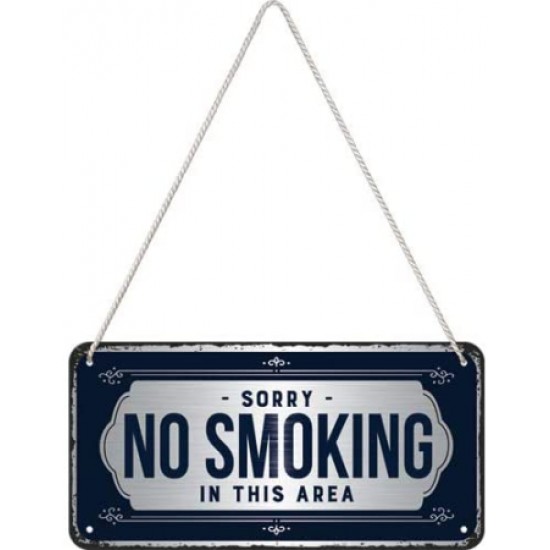 Placă metalică cu Șnur 10 x 20 - Sorry No Smoking
